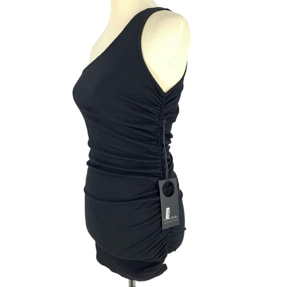 Privacy Please Black Off The Shoulder Ruched Mini Dress Size Small - Picture 2 of 7